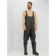 Полукомбинезон мужской "Fisher", рыбацкие ЭВА, утепленные арт. 961-40 ПК, олива